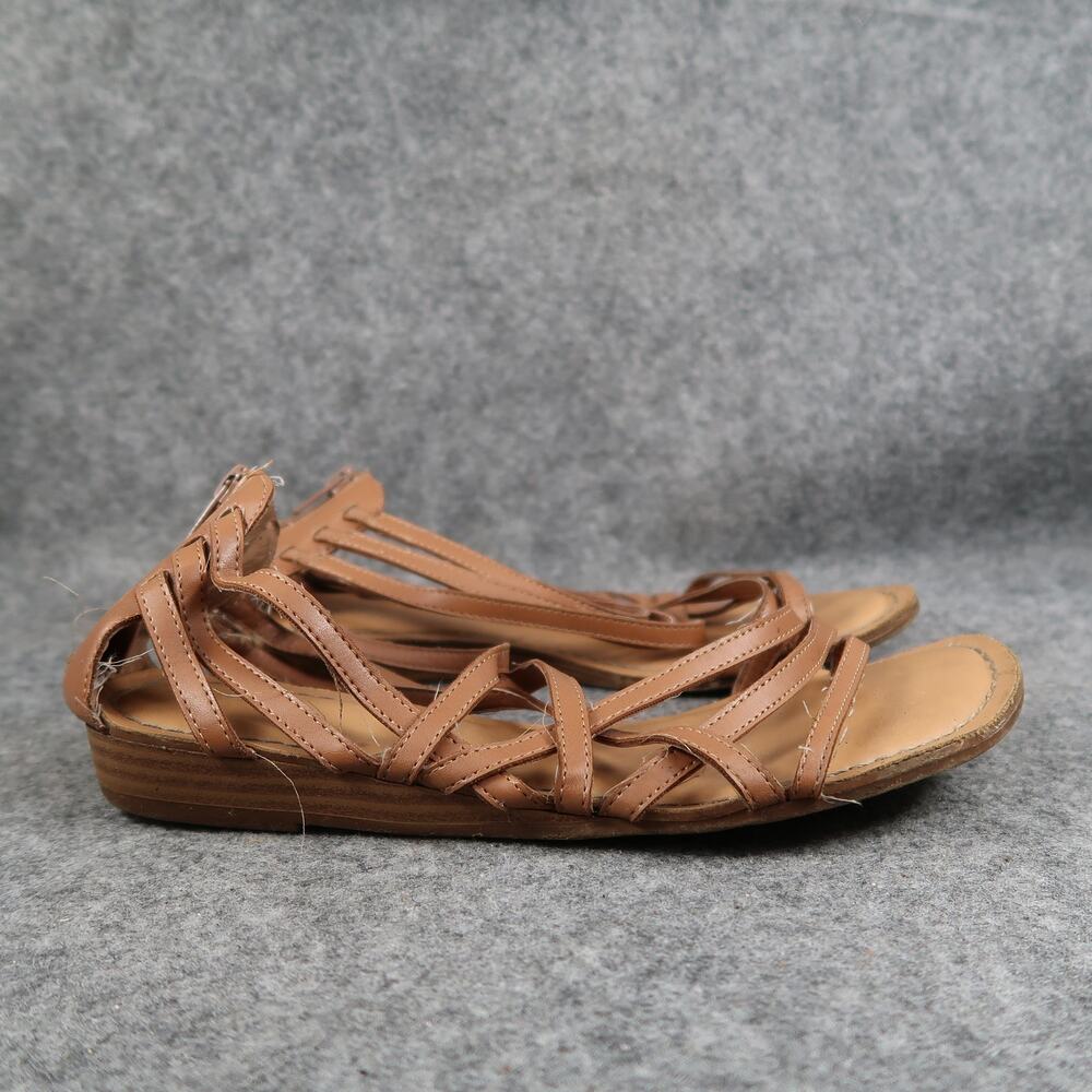 Carlos Santana Shoes Womens 7 Sandals Fashion Casual Low Wedge Strappy Heel Zip
